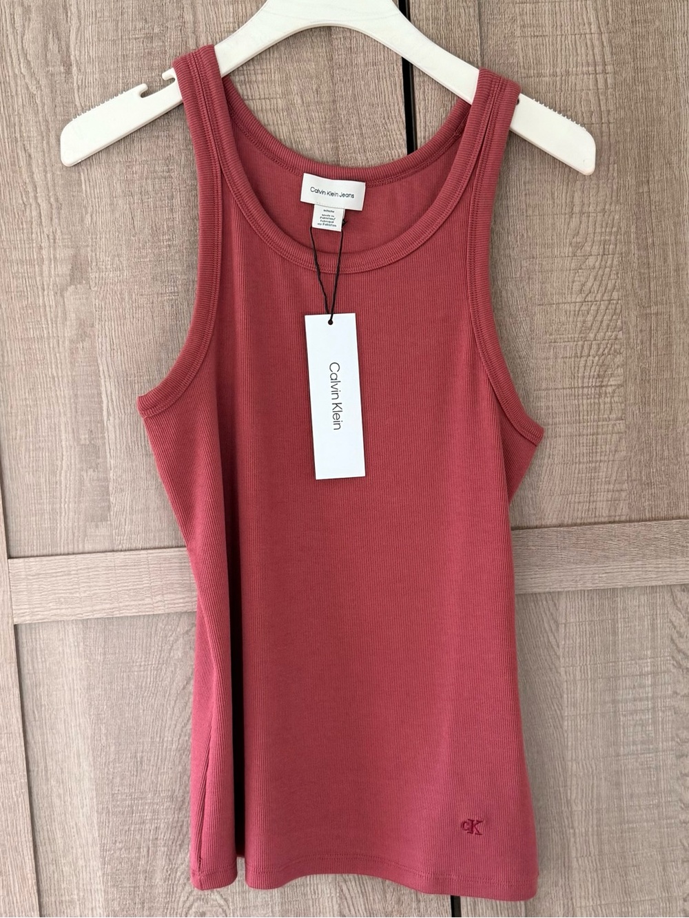 Calvin Klein Ribbed Tank Top — Dusty Rose SZ.M